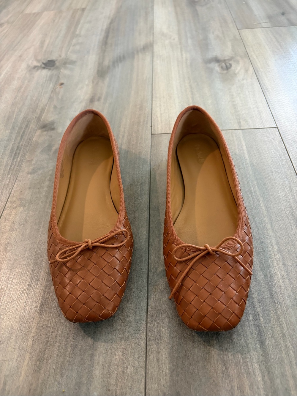 Madewell Woven Leather Ballet Flats in Cognac
